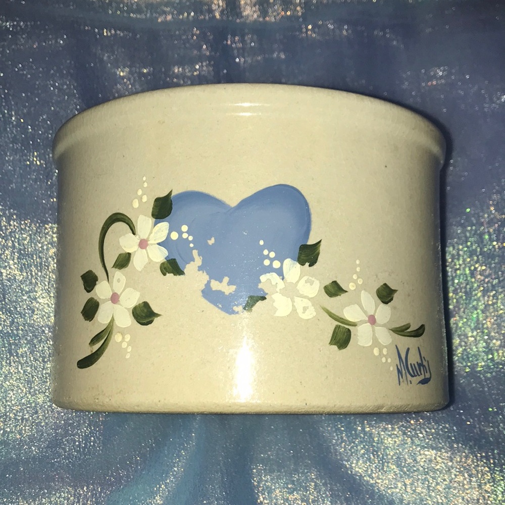 Vintage Robinson Ransbottom Hand-Painted Stoneware Pottery - Low Jar 1 Quart